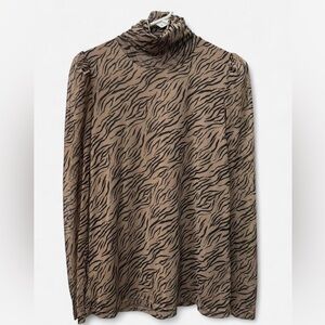 Jane and Delancey M Mesh Zebra Print Turtleneck long sleeve shirt